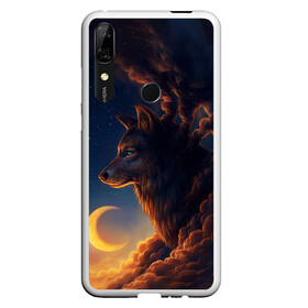 Чехол для Honor P Smart Z с принтом Ночной Волк Night Wolf в Курске, Силикон | Область печати: задняя сторона чехла, без боковых панелей | animal | moon | night | sky | stars | wolf | благородный | волк | животные | звезды | зверь | луна | небо | ночной | ночь | облака | тьма | хищник