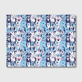 Альбом для рисования с принтом Забавные Пёсели паттерн Funny Dogs pattern в Курске, 100% бумага
 | матовая бумага, плотность 200 мг. | dog | бульдог | далматинец | йорк | мопс | песик | порода | смешной | собака