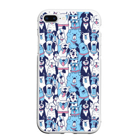 Чехол для iPhone 7Plus/8 Plus матовый с принтом Забавные Пёсели паттерн Funny Dogs pattern в Курске, Силикон | Область печати: задняя сторона чехла, без боковых панелей | Тематика изображения на принте: dog | бульдог | далматинец | йорк | мопс | песик | порода | смешной | собака