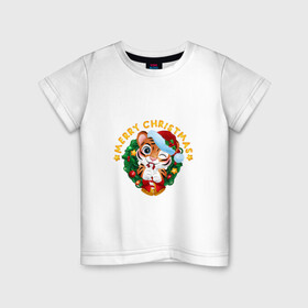 Детская футболка хлопок с принтом Тигрины конфеты в Курске, 100% хлопок | круглый вырез горловины, полуприлегающий силуэт, длина до линии бедер | new year | арт | графика | зима | новый год | рождество