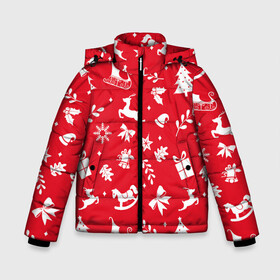 Зимняя куртка для мальчиков 3D с принтом Паттерн новогодней атрибутики в Курске, ткань верха — 100% полиэстер; подклад — 100% полиэстер, утеплитель — 100% полиэстер | длина ниже бедра, удлиненная спинка, воротник стойка и отстегивающийся капюшон. Есть боковые карманы с листочкой на кнопках, утяжки по низу изделия и внутренний карман на молнии. 

Предусмотрены светоотражающий принт на спинке, радужный светоотражающий элемент на пуллере молнии и на резинке для утяжки | 2022 | newyear | новыйгод | праздник | праздники