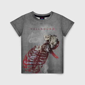 Детская футболка 3D с принтом Hellbound Новая истина в Курске, 100% гипоаллергенный полиэфир | прямой крой, круглый вырез горловины, длина до линии бедер, чуть спущенное плечо, ткань немного тянется | дым | надпись | скелет | текстура