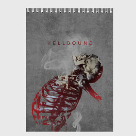 Скетчбук с принтом Hellbound Новая истина в Курске, 100% бумага
 | 48 листов, плотность листов — 100 г/м2, плотность картонной обложки — 250 г/м2. Листы скреплены сверху удобной пружинной спиралью | дым | надпись | скелет | текстура