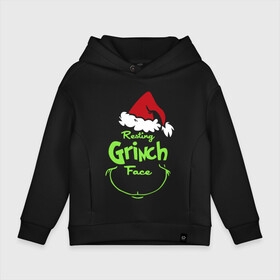 Детское худи Oversize хлопок с принтом Resting Grinch Face. в Курске, френч-терри — 70% хлопок, 30% полиэстер. Мягкий теплый начес внутри —100% хлопок | боковые карманы, эластичные манжеты и нижняя кромка, капюшон на магнитной кнопке | Тематика изображения на принте: 2022 | grinch | happy new year | merry christmas | год тигра | гринч | зима близко | нг | новогодний | новый год | новый год 2022 | рождество | снег | снежинки