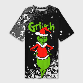 Платье-футболка 3D с принтом Grinch На всех обиделся. в Курске,  |  | 2022 | grinch | happy new year | merry christmas | год тигра | гринч | зима близко | нг | новогодний | новый год | новый год 2022 | рождество | снег | снежинки