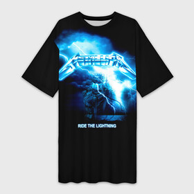 Платье-футболка 3D с принтом Ride the Lightning  Metallica в Курске,  |  | hard | heavy | james hetfield | kirk hammett | lars ulrich | metallica | music | robert trujillo | rock band | thrash | thrashmetal | альбом | джеймс хэтфилд | кирк хэмметт | ларс ульрих | метал | металика | металлика | музыка | роберт трухильо | рок груп