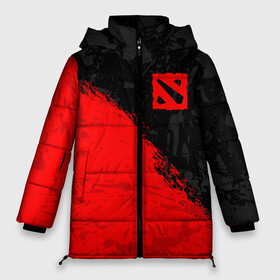 Женская зимняя куртка Oversize с принтом DOTA 2 RED LOGO, БРЫЗГИ КРАСОК в Курске, верх — 100% полиэстер; подкладка — 100% полиэстер; утеплитель — 100% полиэстер | длина ниже бедра, силуэт Оверсайз. Есть воротник-стойка, отстегивающийся капюшон и ветрозащитная планка. 

Боковые карманы с листочкой на кнопках и внутренний карман на молнии | bristleback | colors | dota | dota 2 | dota2 | heroes | invoker | lina | og team | paints | pudge | shadow | team liquid | team spirit | the international | windranger | бристелбек | бристл | брызги | брызги красок | дота | дота 2 | дота2 | краски | пудж 