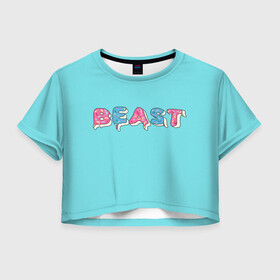 Женская футболка Crop-top 3D с принтом Mr Beast Donut в Курске, 100% полиэстер | круглая горловина, длина футболки до линии талии, рукава с отворотами | mr beast | mrbeast | youtube | арты | блогеры | мистер бист | прикольные надписи | ютуберы