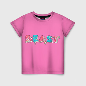 Детская футболка 3D с принтом Mr Beast Donut (Pink edition) в Курске, 100% гипоаллергенный полиэфир | прямой крой, круглый вырез горловины, длина до линии бедер, чуть спущенное плечо, ткань немного тянется | arts | mr beast | mrbeast | youtube | арты | блогеры | мистер бист | прикольные надписи | ютуб | ютуберы