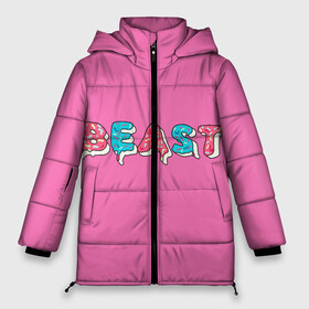 Женская зимняя куртка Oversize с принтом Mr Beast Donut (Pink edition) в Курске, верх — 100% полиэстер; подкладка — 100% полиэстер; утеплитель — 100% полиэстер | длина ниже бедра, силуэт Оверсайз. Есть воротник-стойка, отстегивающийся капюшон и ветрозащитная планка. 

Боковые карманы с листочкой на кнопках и внутренний карман на молнии | arts | mr beast | mrbeast | youtube | арты | блогеры | мистер бист | прикольные надписи | ютуб | ютуберы