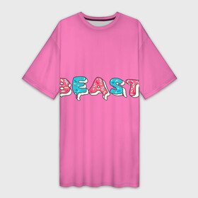 Платье-футболка 3D с принтом Mr Beast Donut (Pink edition) в Курске,  |  | arts | mr beast | mrbeast | youtube | арты | блогеры | мистер бист | прикольные надписи | ютуб | ютуберы