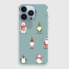 Чехол для iPhone 13 Pro с принтом Новый Гoд в Курске,  |  | 2022 | гном | год | дед | зима | мишка | мороз | новый | пингвин | праздик | рождество | снеговик | узор