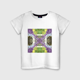Детская футболка хлопок с принтом Коллекция Фрактальная мозаика Фиолетово-зеленый Квадрат в Курске, 100% хлопок | круглый вырез горловины, полуприлегающий силуэт, длина до линии бедер | abstraction | fractal | green | mosaic | pattern | purple | yellow | абстракция | желтый | зеленый | мозайка | на витрину | узор | фиолетовый | фрактал