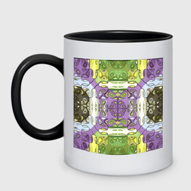 Кружка двухцветная с принтом Коллекция Фрактальная мозаика Фиолетово-зеленый Квадрат в Курске, керамика | объем — 330 мл, диаметр — 80 мм. Цветная ручка и кайма сверху, в некоторых цветах — вся внутренняя часть | Тематика изображения на принте: abstraction | fractal | green | mosaic | pattern | purple | yellow | абстракция | желтый | зеленый | мозайка | на витрину | узор | фиолетовый | фрактал