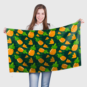 Флаг 3D с принтом Ананасы. Много ананасов в Курске, 100% полиэстер | плотность ткани — 95 г/м2, размер — 67 х 109 см. Принт наносится с одной стороны | ананас | ананасовый | ананасы | сладость | фрукт