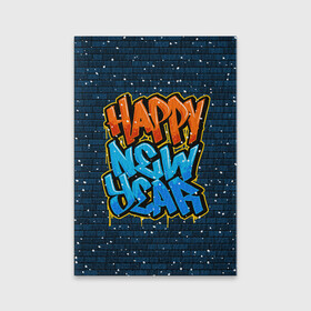 Обложка для паспорта матовая кожа с принтом С Новым Годом граффити / Happy New Year graffiti в Курске, натуральная матовая кожа | размер 19,3 х 13,7 см; прозрачные пластиковые крепления | Тематика изображения на принте: graffiti | wall | граффити | зима | новый год | рождество | снег | снежинка | стена