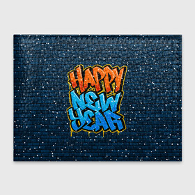 Обложка для студенческого билета с принтом С Новым Годом граффити / Happy New Year graffiti в Курске, натуральная кожа | Размер: 11*8 см; Печать на всей внешней стороне | Тематика изображения на принте: graffiti | wall | граффити | зима | новый год | рождество | снег | снежинка | стена