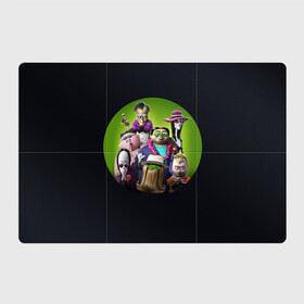 Магнитный плакат 3Х2 с принтом Семейка Аддамс - Горящий Тур в Курске, Полимерный материал с магнитным слоем | 6 деталей размером 9*9 см | аддамс | герои | горящий | логотип | мультик | мультфильм | персонажи | семейка | семья | тур | черный
