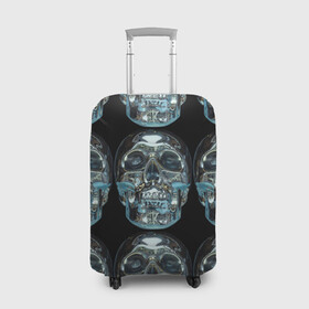 Чехол для чемодана 3D с принтом Skulls pattern 2028 в Курске, 86% полиэфир, 14% спандекс | двустороннее нанесение принта, прорези для ручек и колес | fashion | future | pattern | skull | vanguard | авангард | будущее | мода | стекло | узор | череп
