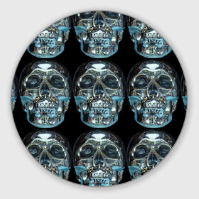 Круглый коврик для мышки с принтом Skulls pattern 2028 в Курске, резина и полиэстер | круглая форма, изображение наносится на всю лицевую часть | fashion | future | pattern | skull | vanguard | авангард | будущее | мода | стекло | узор | череп