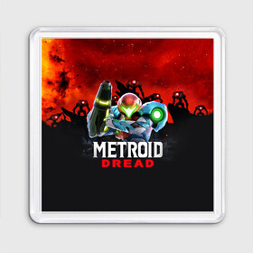 Магнит 55*55 с принтом Space Fight | Metroid Dread в Курске, Пластик | Размер: 65*65 мм; Размер печати: 55*55 мм | game | logo | mercurysteam | metroid | metroid dread | metroid fusion | samus aran | игра | компьютерная игра | лого | логотип | метроид | метроид дреад | мэтроид | мэтройдо дореддо | самус аран | эмблема