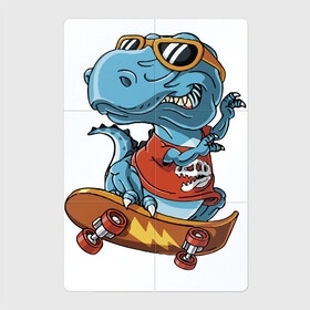 Магнитный плакат 2Х3 с принтом The dinosaur Skater в Курске, Полимерный материал с магнитным слоем | 6 деталей размером 9*9 см | dinosaur | jaw | muzzle | nostrils | predator | skate board | skater | tail | teeth | динозавр | зубы | ноздри | очки | пасть | скейтборд | хвост | хищник