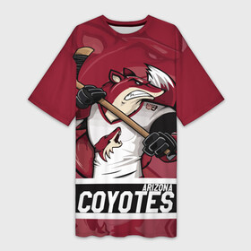 Платье-футболка 3D с принтом Аризона Койотис, Arizona Coyotes в Курске,  |  | arizona | arizona coyotes | coyotes | hockey | nhl | usa | аризона | аризона койотис | койотис | нхл | спорт | сша | феникс | финикс койотс | хоккей | шайба