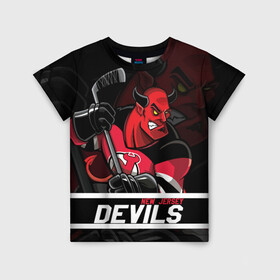 Детская футболка 3D с принтом Нью Джерси Девилз New Jersey Devils в Курске, 100% гипоаллергенный полиэфир | прямой крой, круглый вырез горловины, длина до линии бедер, чуть спущенное плечо, ткань немного тянется | devils | hockey | new jersey | new jersey devils | nhl | usa | девилз | нхл | ньюджерси | ньюджерси девилз | спорт | сша | хоккей | шайба