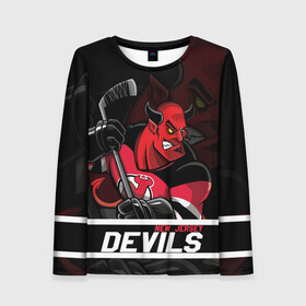 Женский лонгслив 3D с принтом Нью Джерси Девилз New Jersey Devils в Курске, 100% полиэстер | длинные рукава, круглый вырез горловины, полуприлегающий силуэт | devils | hockey | new jersey | new jersey devils | nhl | usa | девилз | нхл | ньюджерси | ньюджерси девилз | спорт | сша | хоккей | шайба