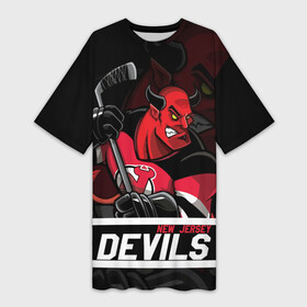 Платье-футболка 3D с принтом Нью Джерси Девилз, New Jersey Devils в Курске,  |  | devils | hockey | new jersey | new jersey devils | nhl | usa | девилз | нхл | ньюджерси | ньюджерси девилз | спорт | сша | хоккей | шайба