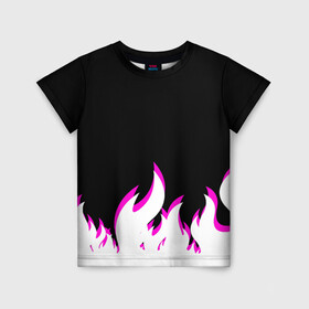 Детская футболка 3D с принтом Розовое Пламя в Курске, 100% гипоаллергенный полиэфир | прямой крой, круглый вырез горловины, длина до линии бедер, чуть спущенное плечо, ткань немного тянется | минимализм | огонь | пламя | рисунок | розовое пламя