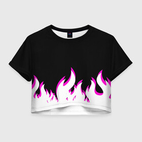 Женская футболка Crop-top 3D с принтом Розовое Пламя в Курске, 100% полиэстер | круглая горловина, длина футболки до линии талии, рукава с отворотами | минимализм | огонь | пламя | рисунок | розовое пламя