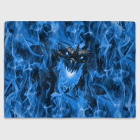 Плед 3D с принтом Дракон в синем пламени Dragon in blue flame в Курске, 100% полиэстер | закругленные углы, все края обработаны. Ткань не мнется и не растягивается | Тематика изображения на принте: dragon | дракон | миф | монстр | огонь | пламя | фэнтези