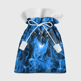 Подарочный 3D мешок с принтом Дракон в синем пламени Dragon in blue flame в Курске, 100% полиэстер | Размер: 29*39 см | Тематика изображения на принте: dragon | дракон | миф | монстр | огонь | пламя | фэнтези