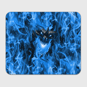 Прямоугольный коврик для мышки с принтом Дракон в синем пламени Dragon in blue flame в Курске, натуральный каучук | размер 230 х 185 мм; запечатка лицевой стороны | Тематика изображения на принте: dragon | дракон | миф | монстр | огонь | пламя | фэнтези