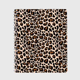 Тетрадь с принтом Леопардовые Пятна в Курске, 100% бумага | 48 листов, плотность листов — 60 г/м2, плотность картонной обложки — 250 г/м2. Листы скреплены сбоку удобной пружинной спиралью. Уголки страниц и обложки скругленные. Цвет линий — светло-серый
 | jaguar | leopard | ocelot | predator | гепард | дикая кошка | животное | зверь | кот | леопард | леопардовые пятна | оцелот | хищная кошка | хищник | ягуар