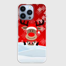 Чехол для iPhone 13 Pro с принтом Новогодний Олень сидит в снегу. в Курске,  |  | 2022 | happy new year | merry christmas | год тигра | зима близко | нг | новогодний | новогодний олень | новогодний тигр | новый год | новый год 2022 | олень | олень с подарком | рождество | символ 2022 года | снег | снежинки