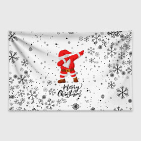 Флаг-баннер с принтом Santa Dabbing идет снег. в Курске, 100% полиэстер | размер 67 х 109 см, плотность ткани — 95 г/м2; по краям флага есть четыре люверса для крепления | 2022 | dabbing | happy new year | merry christmas | santa dabbing | год тигра | зима близко | нг | новогодний | новогодний тигр | новый год | новый год 2022 | рождество | символ 2022 года | снег | снежинки