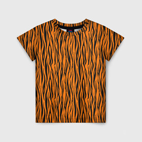 Детская футболка 3D с принтом Тигровые Полосы в Курске, 100% гипоаллергенный полиэфир | прямой крой, круглый вырез горловины, длина до линии бедер, чуть спущенное плечо, ткань немного тянется | animal | beast | cat | predator | tiger | амурский тигр | белый тигр | год тигра | животное | зверь | кот | полосатая кошка | саблезубый тигр | тигр | хищник | царь джунглей | шерхан