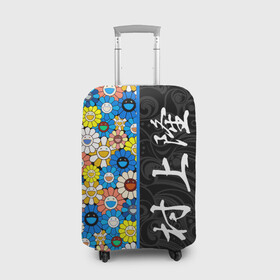 Чехол для чемодана 3D с принтом Такаси Мураками Иероглифами в Курске, 86% полиэфир, 14% спандекс | двустороннее нанесение принта, прорези для ручек и колес | japan | smile | takashi murakami | арт | восточный узор | иероглифы | искусство | красочный | разноцветные цветы | ромашки | смайл | такаси мураками | такаши мураками | узор | улыбки | цветочки | цветочный узор