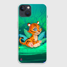 Чехол для iPhone 13 с принтом Тигр в большой кувшинке в Курске,  |  | Тематика изображения на принте: 2022 | год тигра | новый год | новый год 2022 | символ года | тигр | тигренок | тигрица | тигры