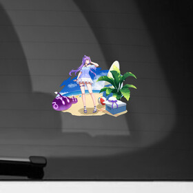 Наклейка на автомобиль с принтом Кэ Цин в отпуске в Курске, ПВХ |  | Тематика изображения на принте: genshin impact | арт | вода | кэ цин | лето | ли юэ | море | отдых | отпуск | песок | пляж | рисунок | слайм | слаймы | электро