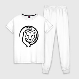 Женская пижама хлопок с принтом ТигрРр 2022 в Курске, 100% хлопок | брюки и футболка прямого кроя, без карманов, на брюках мягкая резинка на поясе и по низу штанин | 2022 | кот | лев | новый год | тигр