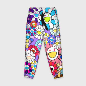 Детские брюки 3D с принтом Цветы Takashi Murakami в Курске, 100% полиэстер | манжеты по низу, эластичный пояс регулируется шнурком, по бокам два кармана без застежек, внутренняя часть кармана из мелкой сетки | Тематика изображения на принте: flowers | pop art | superflat | takashi murakami | арт | глаза | дизайн | исскуство | разноцветные цветы | супефлэт | такаси мураками | такаши мураками | художник | цветы