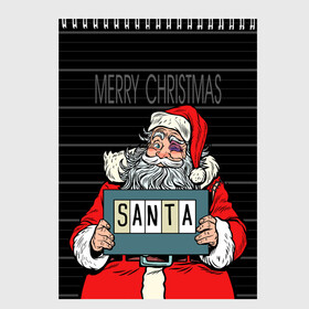 Скетчбук с принтом Merry Christmas Санта с синяком в Курске, 100% бумага
 | 48 листов, плотность листов — 100 г/м2, плотность картонной обложки — 250 г/м2. Листы скреплены сверху удобной пружинной спиралью | at the police station | bad | criminal | happy christmas | holds | nameplate | new year | santa claus | держит | новый год | преступник | санта клаус | счастливого рождества | табличка с именем