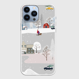 Чехол для iPhone 13 Pro Max с принтом Нoвoгодние Праздники продолжаются 2022 в Курске,  |  | Тематика изображения на принте: 2022 | год | дома | елки | зима | каникулы | новый | праздник | радость | рождество | санки | снег | снеговик | снежки