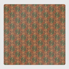 Магнитный плакат 3Х3 с принтом Абстракция из зеленых и оранжевых восьмиугольников в Курске, Полимерный материал с магнитным слоем | 9 деталей размером 9*9 см | abstraction | circle | polygons | shapes | square | абстрактное искусство | абстракция | винтаж | зеленый | знак | искусство | квадрат | коричневый | красочный | круг | многоугольники | оранжевый | ретро | символ | стиль