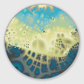 Круглый коврик для мышки с принтом Коллекция Journey Бриз 126-2 в Курске, резина и полиэстер | круглая форма, изображение наносится на всю лицевую часть | Тематика изображения на принте: abstraction | blue | color | fractal | yellow | абстракция | желтый | на витрину | фрактал | цветной