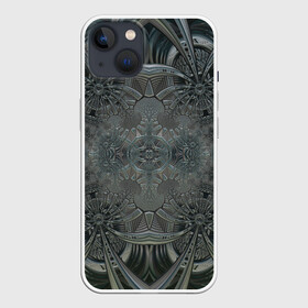 Чехол для iPhone 13 с принтом Коллекция Фрактальная мозаика Серо-голубой 292-4 в Курске,  |  | abstraction | black | dark | fractal | gray | grayblue | symmetrical | абстракция | серый | симметричный | темный | фрактал | черный