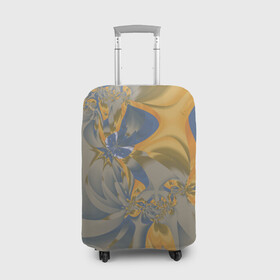 Чехол для чемодана 3D с принтом Орхидеи Небо и песок Абстракция 403-1 в Курске, 86% полиэфир, 14% спандекс | двустороннее нанесение принта, прорези для ручек и колес | abstraction | blue | flowers | fractal | ornament | pattern | yellow | абстракция | желтый | орнамент | узор | фрактал | цветы